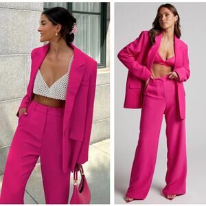 SHOWPO. Michelle Blazer Oversized Plunge Neck Button Blazer Pink Sz 16 NWT {A54}